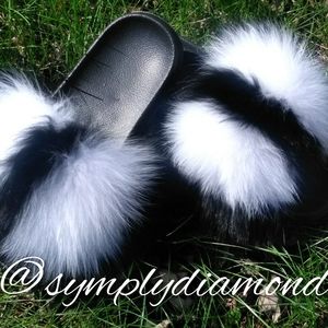 Real Fox Fur Slides